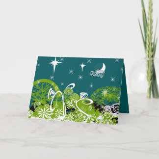 Moon Stars Swirl Paint Splat Holiday Card