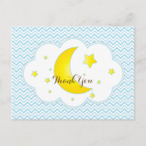 Moon & Stars Thank You Postcard-Blue & Yellow Postcard