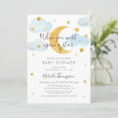 Moon & Stars theme Baby Shower Invitation (Standing Front)
