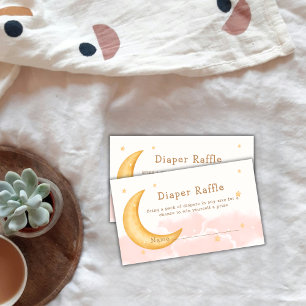 Moon Stars Twinkle Girl Diaper Raffle Baby Shower Enclosure Card