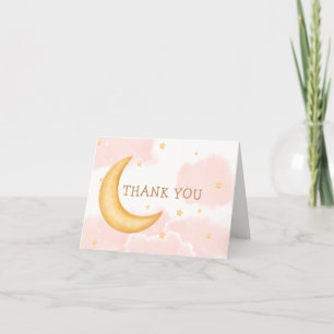 Moon Stars Twinkle Twinkle Girl Baby Shower Letterpress Thank You Card