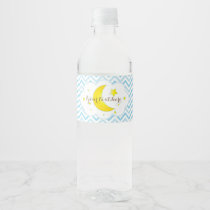 Moon & Stars Water Bottle Labels-Blue & Yellow Water Bottle Label