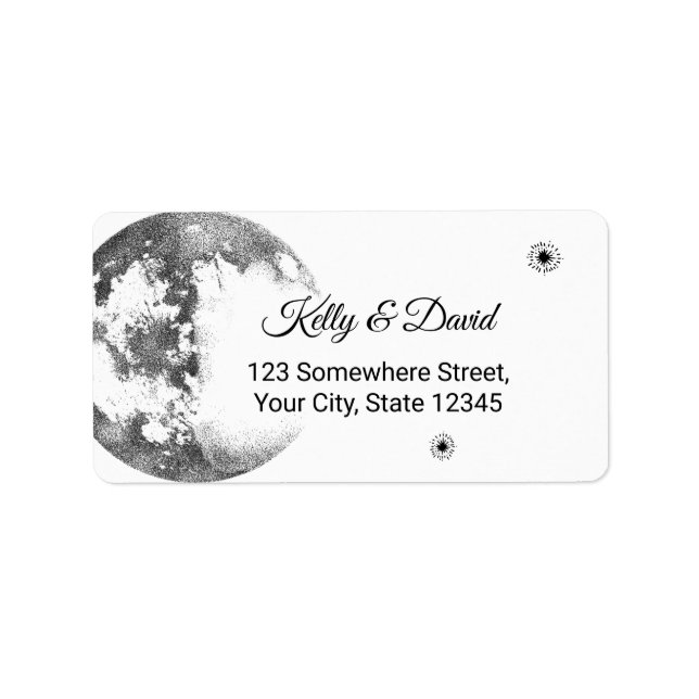 Moon & Stars Wedding Return Address Labels (Front)