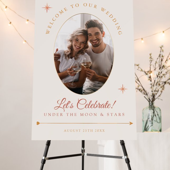 Moon & Stars Wedding Welcome Foam Board Sign (In Situ (Stand))