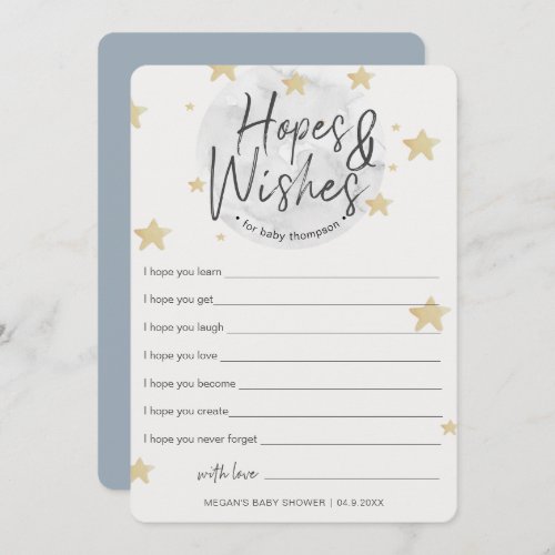 Moon Starts Hopes  Wishes Boy Baby Shower Card