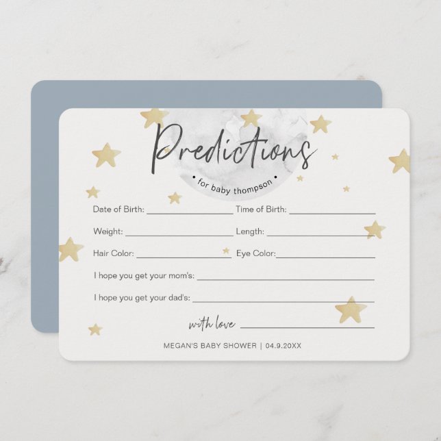 Moon Starts Predictions Boy Baby Shower Card (Front/Back)