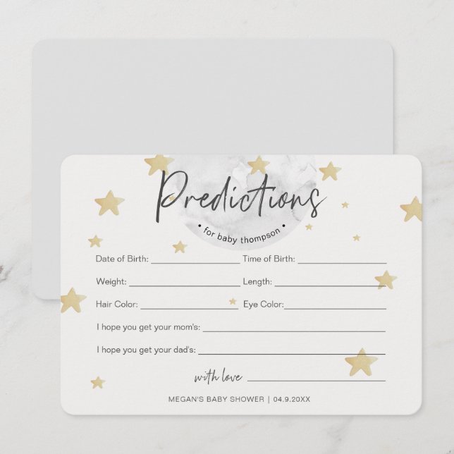 Moon Starts Predictions Neutral Baby Shower Card (Front/Back)