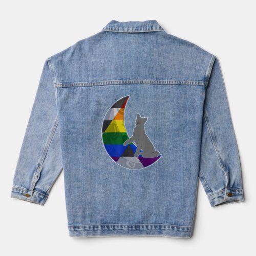 Moon Straight Ally Flag Cat LGBTQ Safe Space Gay P Denim Jacket