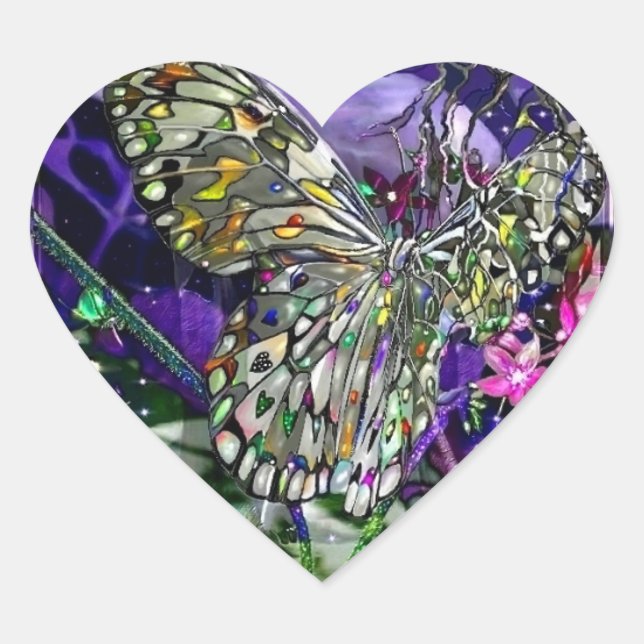 Moon Struck Butterfly! Heart Sticker (Front)