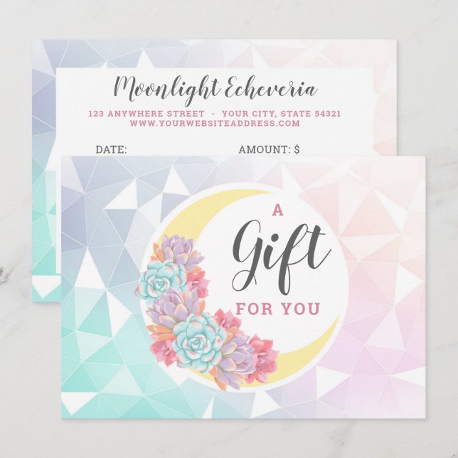 Moon & Succulents Mystic Gift Certificate Card (Front/Back)