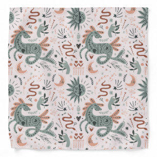 Moon Sun and animals Cute pastel pink and green  Bandana