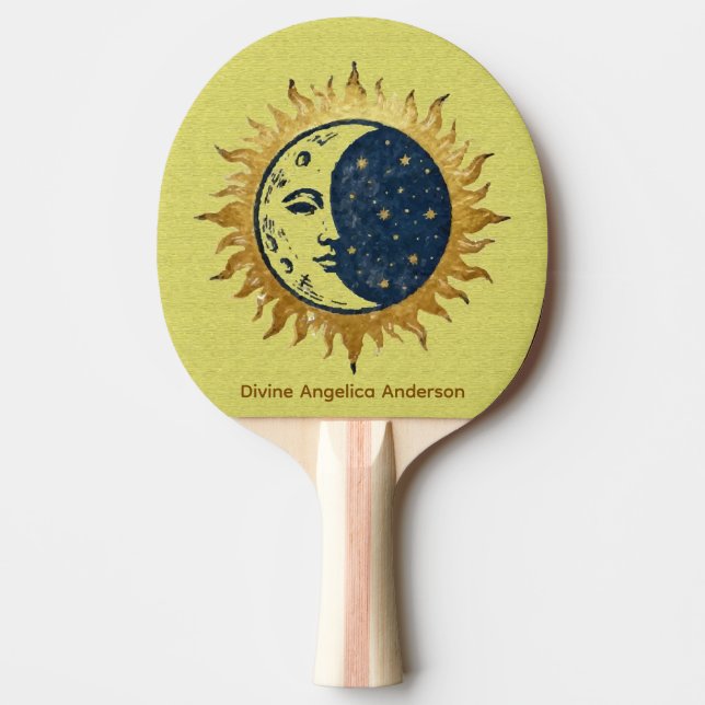 Moon, Sun and Stars, Celestial Universe Symbol  Ping Pong Paddle (Front)
