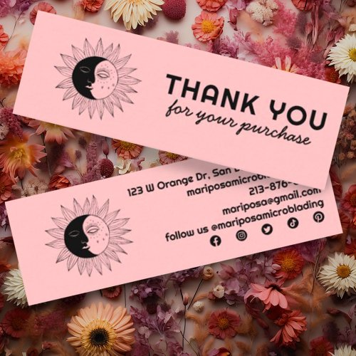 Moon  Sun Elegant Customer Order Thank You Chic Mini Business Card