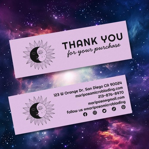 Moon  Sun Elegant Customer Order Thank You Chic Mini Business Card