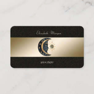 Moon Sun Gold Black Yoga Studio Business Card