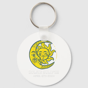 Moon Sun Solar Eclipse 2024 Totality April 8 Women Keychain