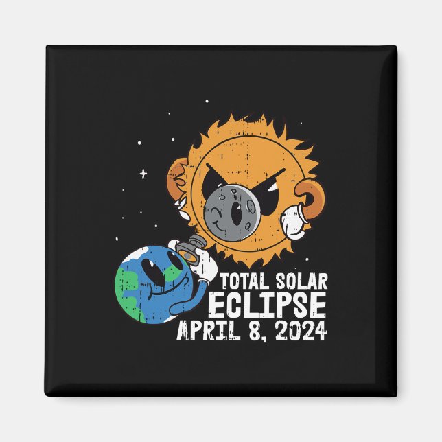 Moon Sun Total Solar Eclipse April 8 2024 Totality Magnet (Front)
