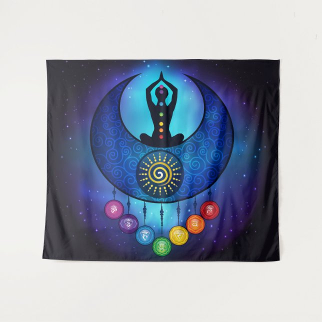 Moon & Sun Woman Chakra Tapestry - 59bl (Front (Horizontal))