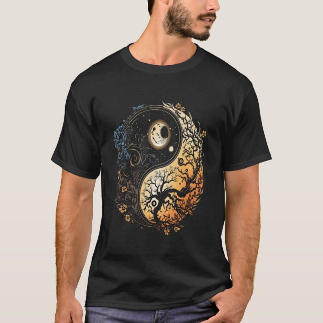 Moon Sun Yin Yang Day and Night T-Shirt (Front)