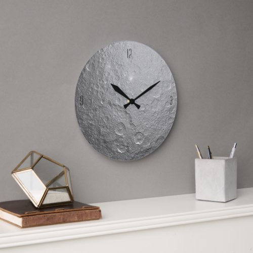 Moon Surface in Outer Space Large Clock