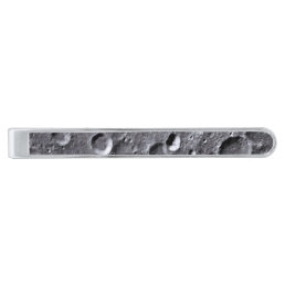 Moon surface silver finish tie clip