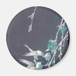 Moon, Swallows, and Peach Blossoms circa 1850 Magnet