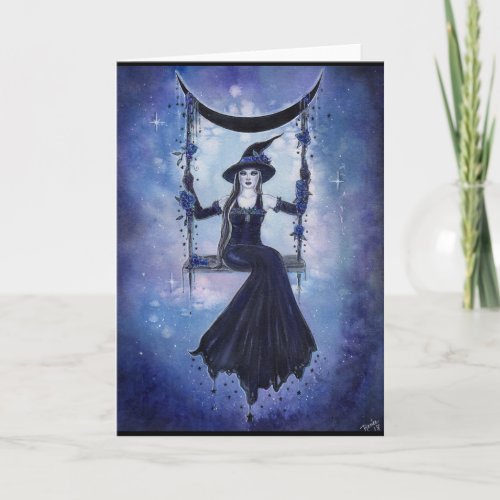 Moon Swing witch card by Renee Lavoie