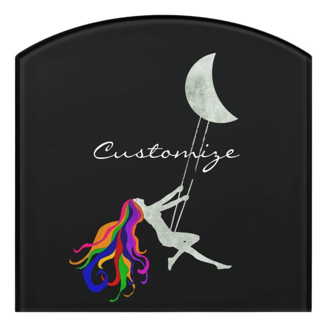 Moon Swinging Redhead Thunder_Cove Door Sign (Contour Front)