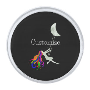 Moon Swinging Redhead Thunder_Cove Silver Finish Lapel Pin