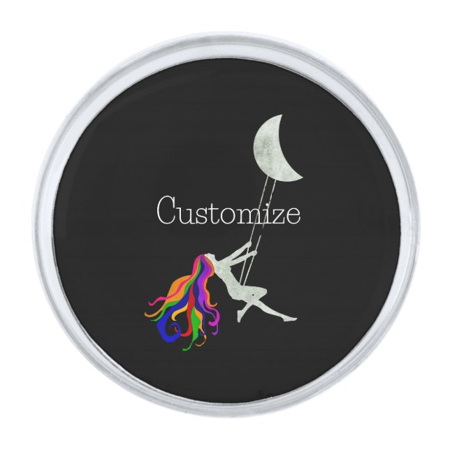 Moon Swinging Redhead Thunder_Cove Silver Finish Lapel Pin (Front)
