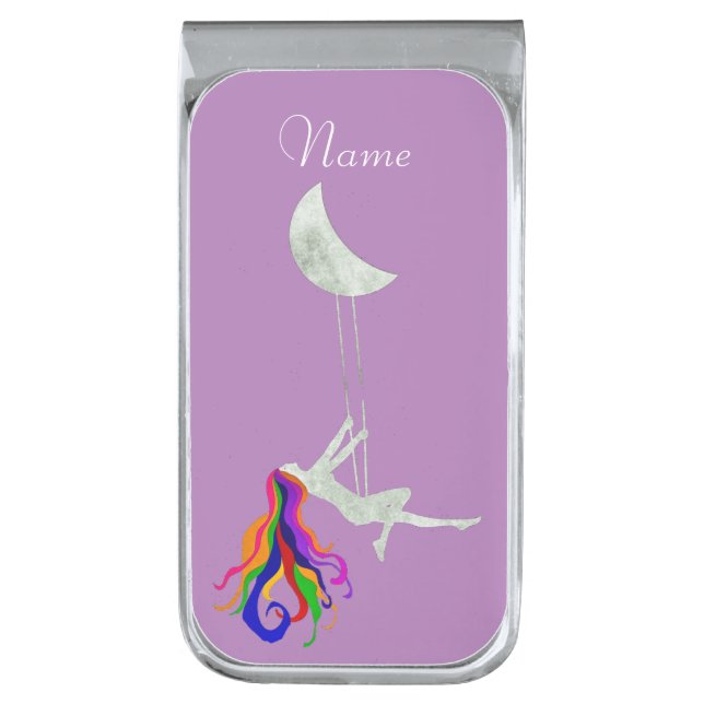 Moon Swinging Redhead Thunder_Cove  Silver Finish Money Clip (Front Vertical)