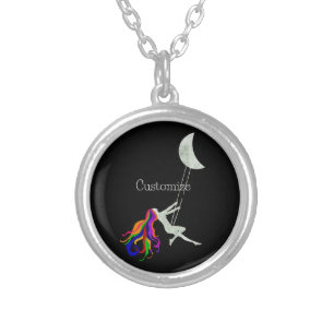 Moon Swinging Redhead Thunder_Cove Silver Plated Necklace