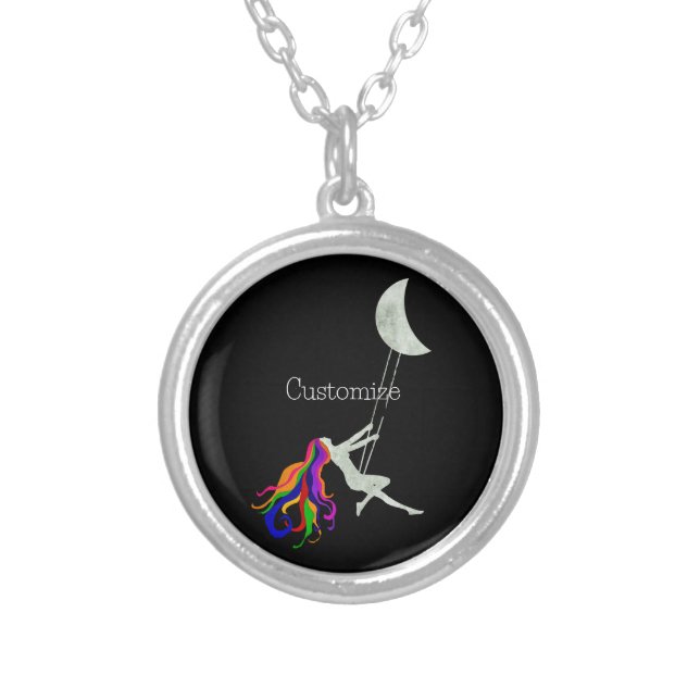 Moon Swinging Redhead Thunder_Cove Silver Plated Necklace (Front)