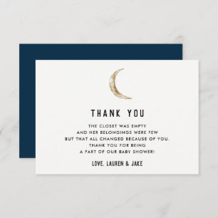 Moon Theme Indigo Baby Shower Thank You Cards