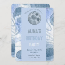 Moon themed birthday Invitation