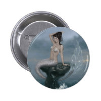 Moon Tide Mermaid Button Badge