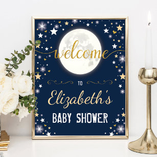 Moon Twinkle Star Galaxy Baby Shower Welcome Poster