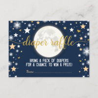 Moon Twinkle Stars Baby Boy Diaper Raffle Ticket
