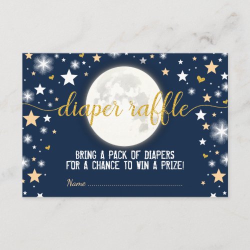Moon Twinkle Stars Baby Boy Diaper Raffle Ticket Enclosure Card