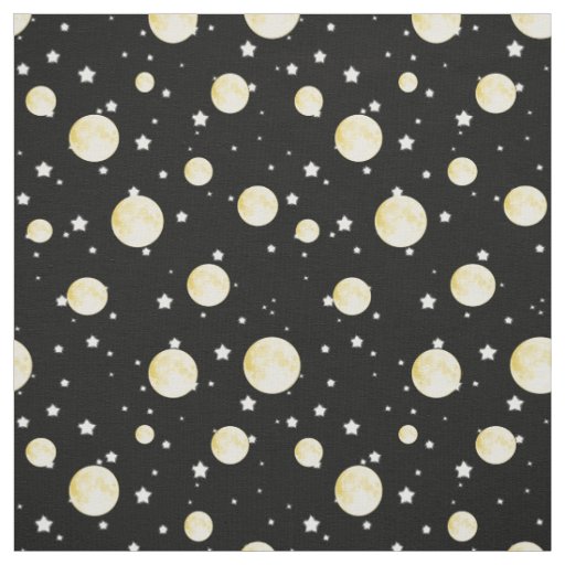 Moon, Twinkling stars on midnight black fabric 2
