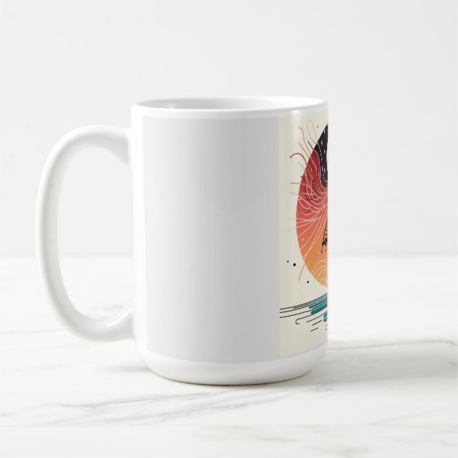 Moon & Umbrella Surreal Boho Line Coffee Mug (Left)