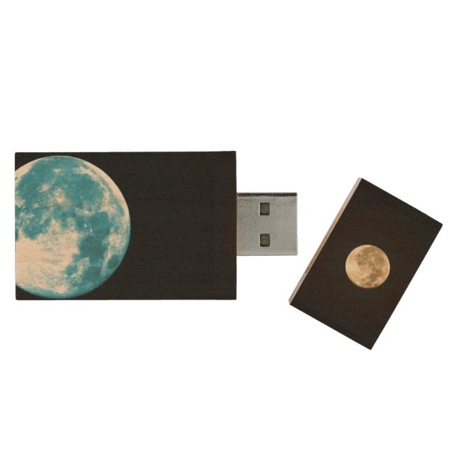 Moon USB Stick Wood USB Flash Drive (Opened)