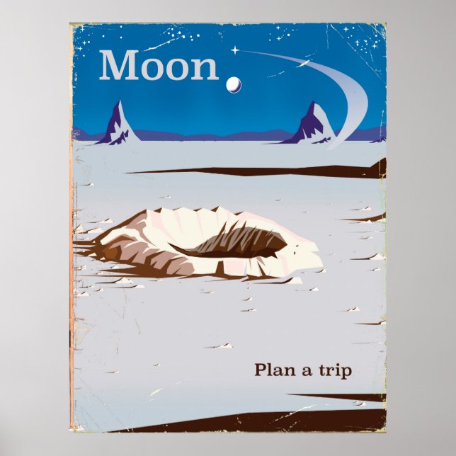 Moon - vintage Sci-fi travel poster (Front)