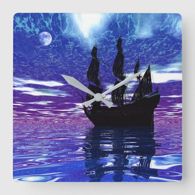 Moon Voyager Square Wall Clock (Front)