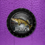 Moon Water & Walleye Pike    Dart Board<br><div class="desc">A walleye pike is superimposed over a moon rising over a lake.</div>