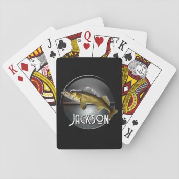Moon Water & Walleye Pike Playing Cards by DakotaInspired at Zazzle
