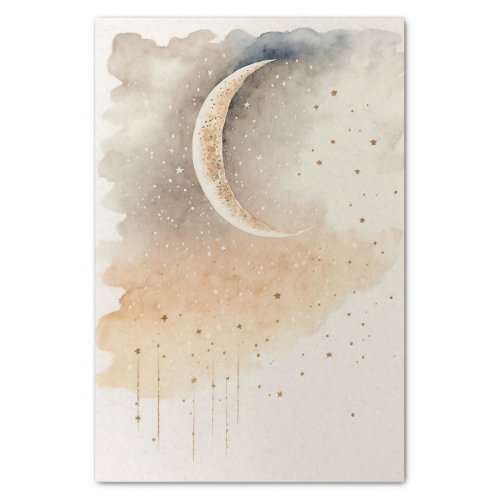 Moon Watercolor Art Decoupage Tissue Paper