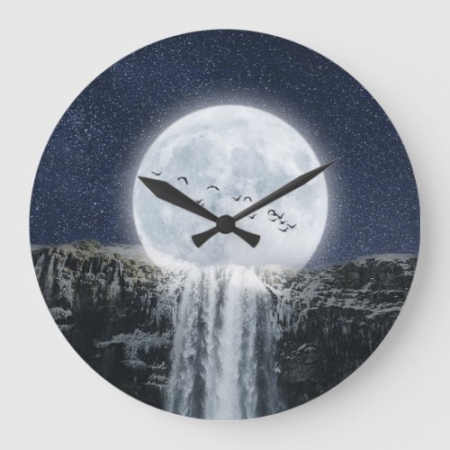 Moon Waterfall Fantasy Large Clock