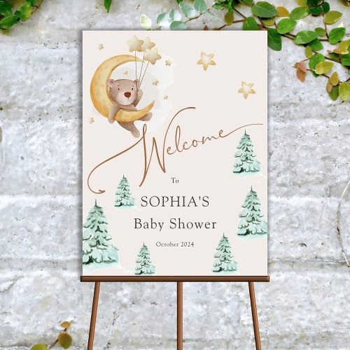 Moon We can bearly wait baby shower Welcome Foam Board