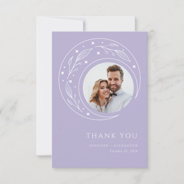 Moon Whimsical Wedding Thank You Card (Front)